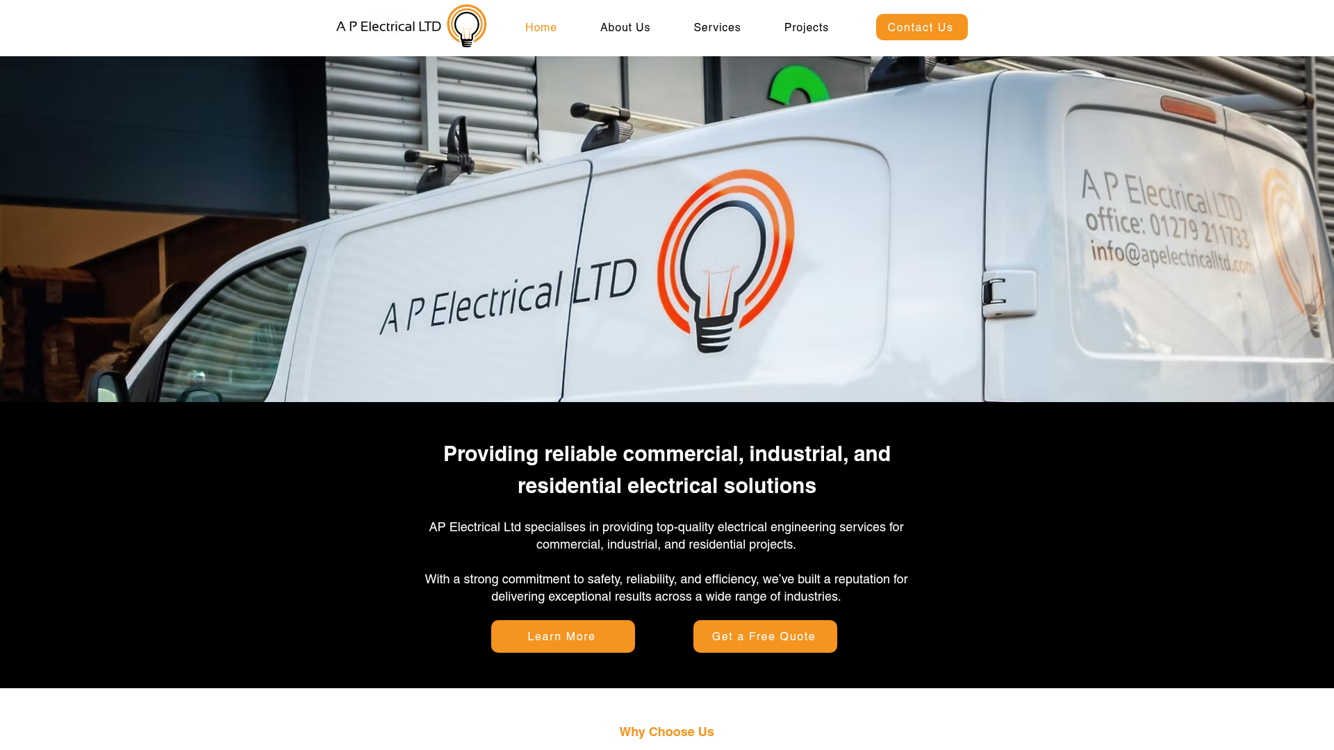 AP Electrical website homepage